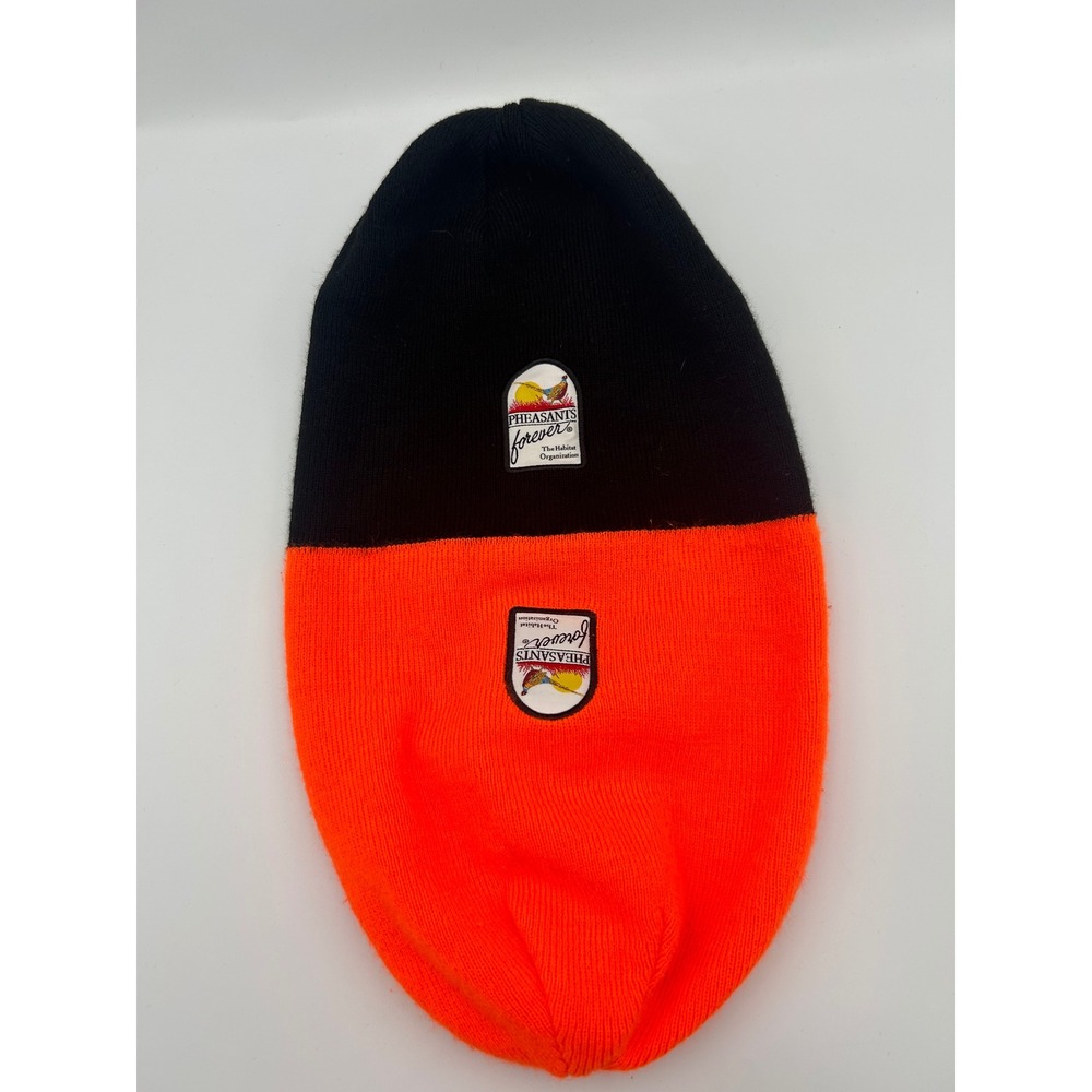 Pheasants Forever Reversible Beanie Blaze Orange Black Hunting Knit Hat B880